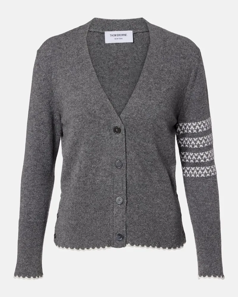 Thom Browne Cardigan 4-Bar aus Schurwolle Grau