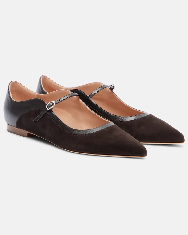 Malone Souliers Mary-Jane-Ballerinas Corina aus Leder und Veloursleder Braun