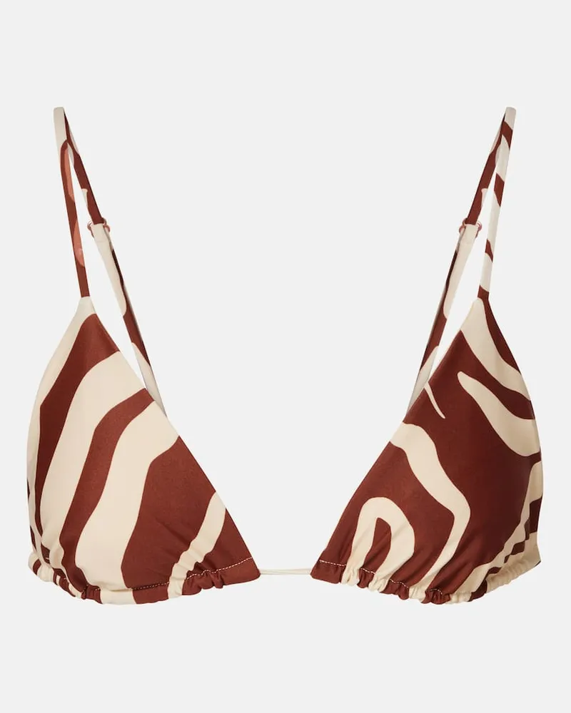 Johanna Ortiz Bedrucktes Bikini-Oberteil Konibo Braun
