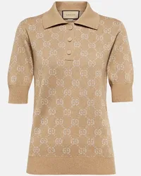 Gucci Polohemd GG aus Jacquard-Strick Beige