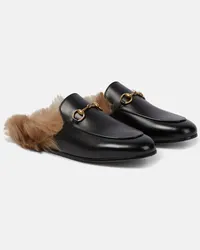 Gucci Slippers 2015 Re-Edition Princetown aus Leder Schwarz