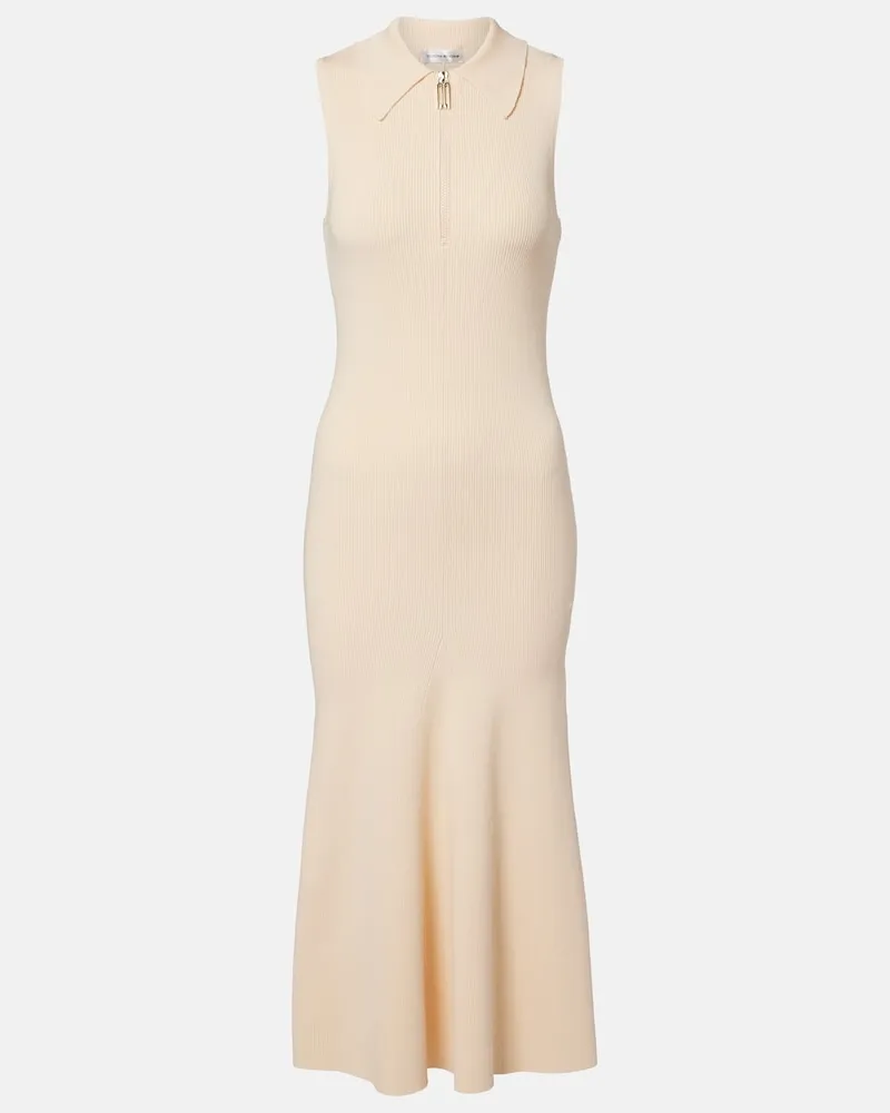 Victoria Beckham Midikleid Mira aus Rippstrick Beige