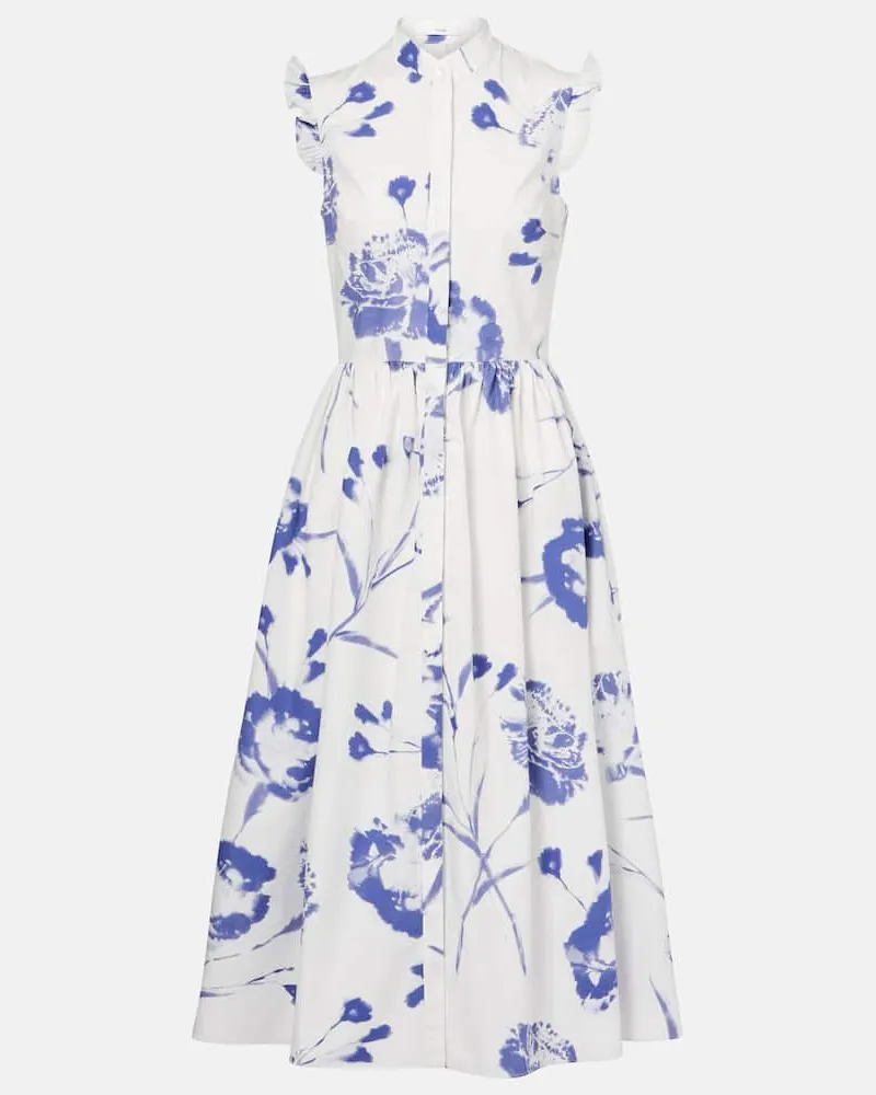 Erdem Midikleid aus Baumwollpopeline Weiß