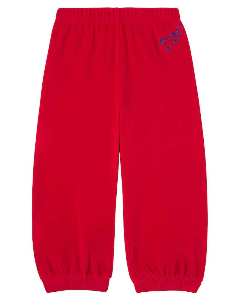 Gucci Bestickte Jogginghose aus Samt Rot