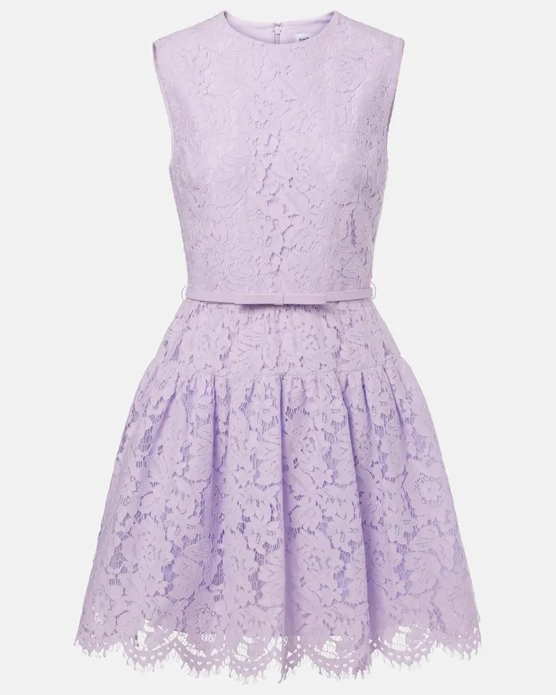 Self-Portrait Minikleid aus Spitze Violett