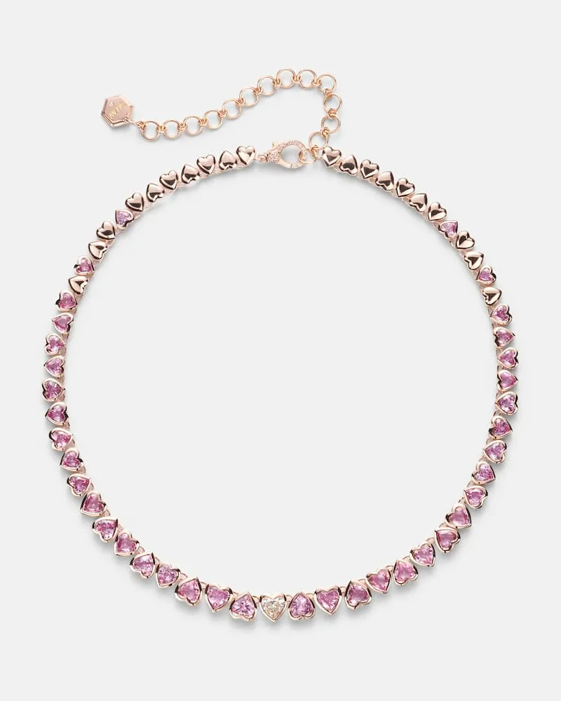 SHAY Halskette aus 18kt Roségold mit Diamanten und Saphiren Rosa
