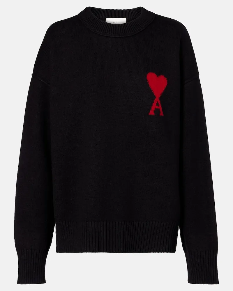 AMI Paris Pullover Ami de Cœur aus Schurwolle Schwarz