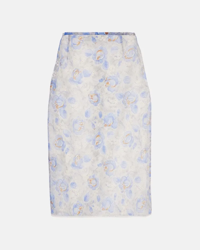 Prada Bedruckter Bleistiftrock aus Chiffon Violett