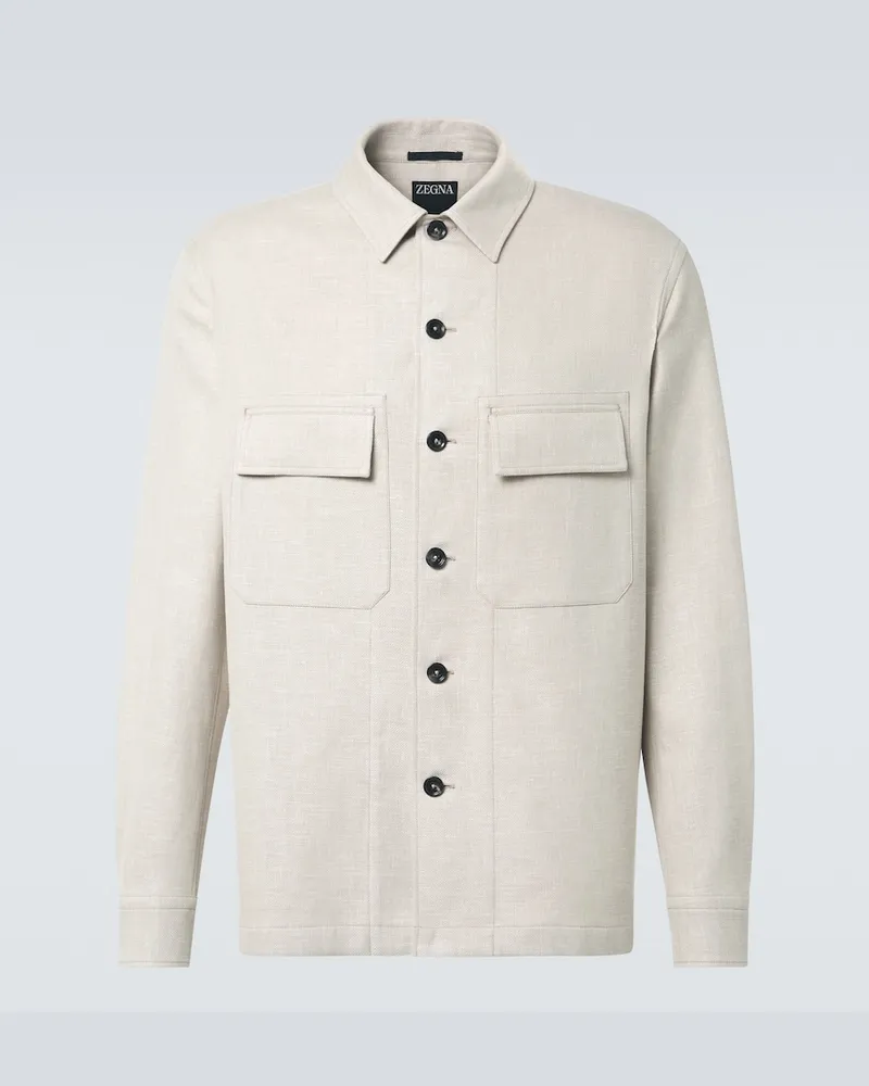 Ermenegildo Zegna Hemdjacke aus Leinen, Wolle und Seide Braun