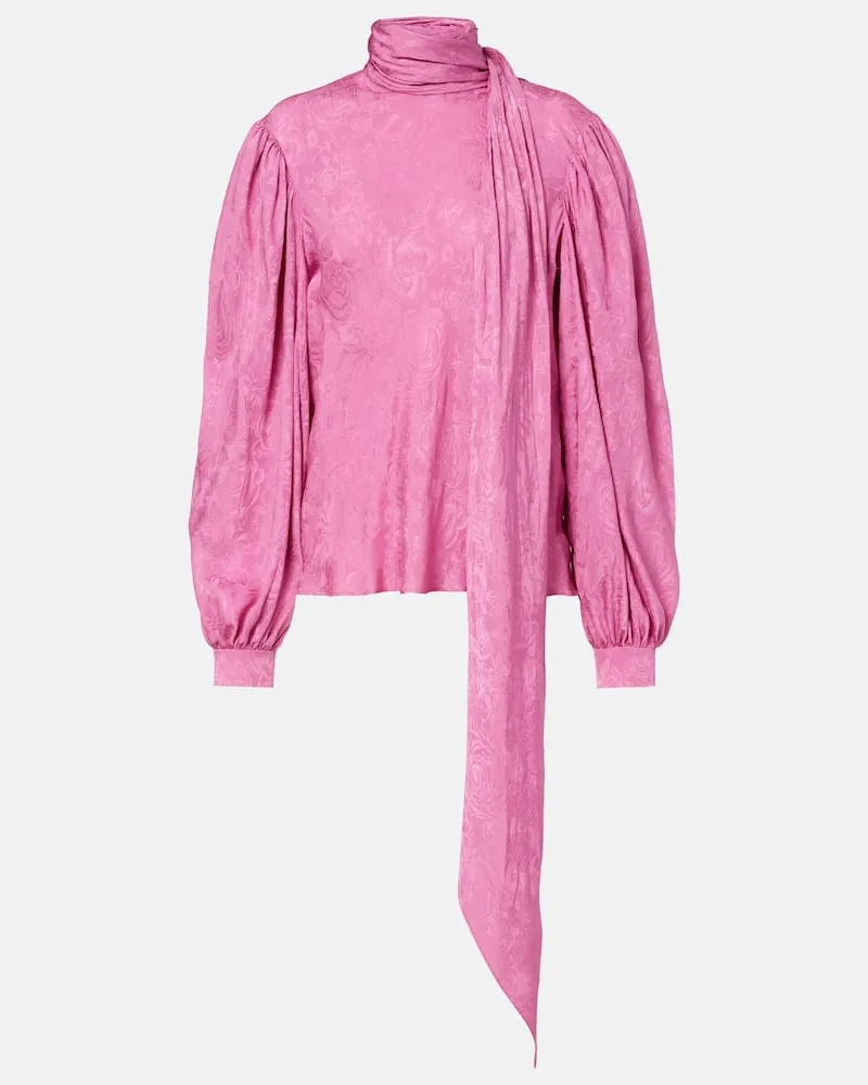 Gucci Bedruckte Bluse aus Seide Rosa