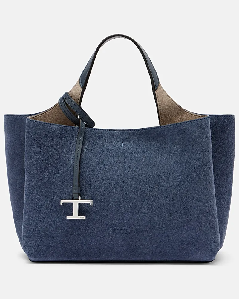 TOD'S Tote Bag Apa Small aus Veloursleder Blau