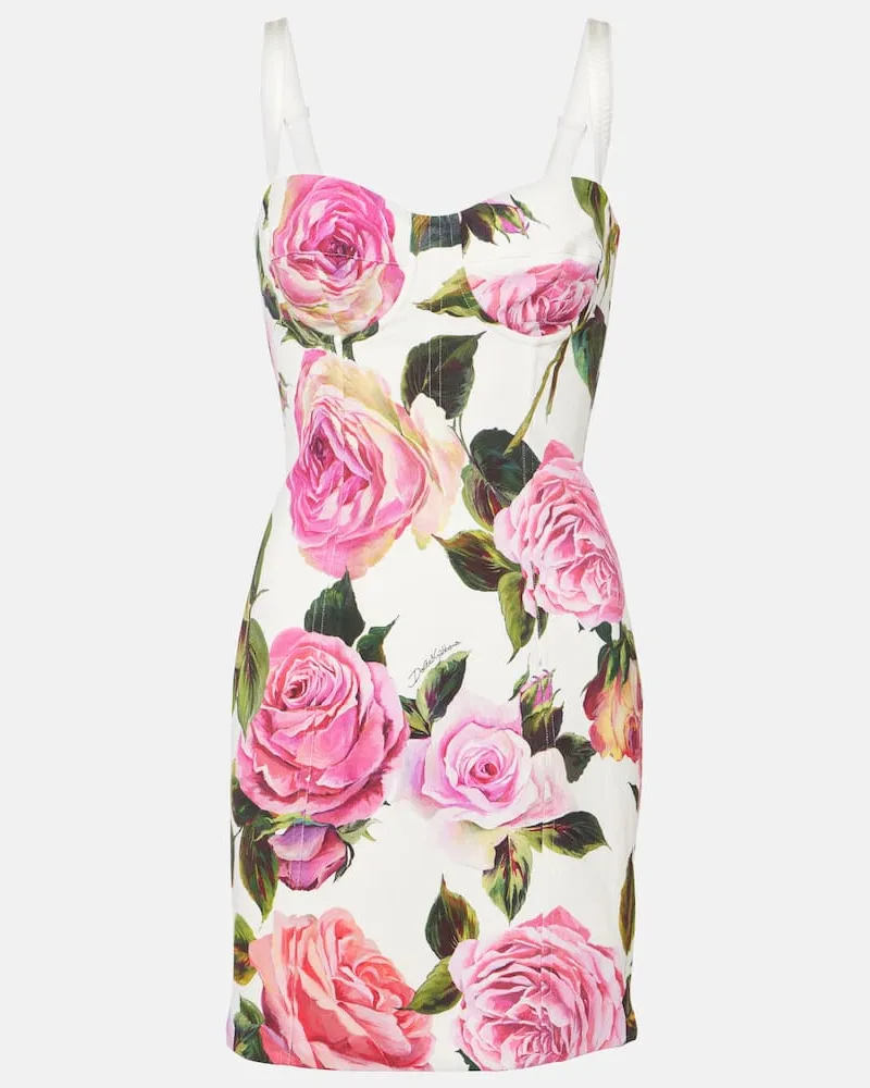 Dolce & Gabbana Minikleid aus einem Baumwollgemisch Weiß