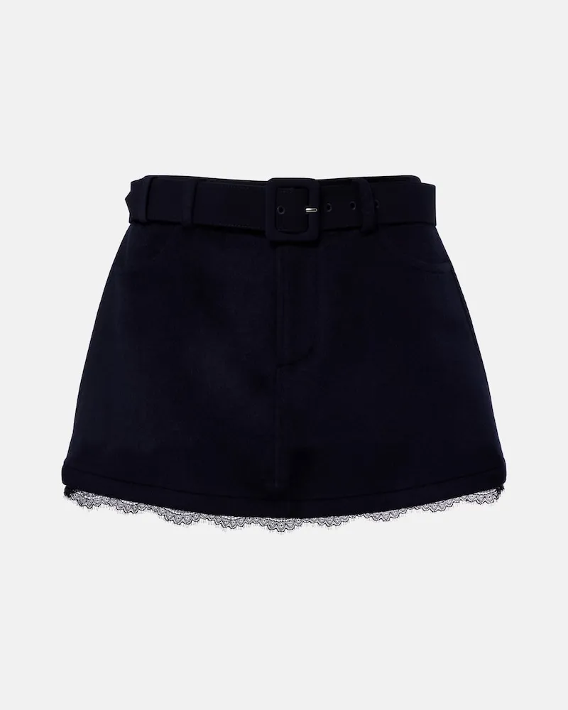 Self-Portrait Shorts mit Spitze Blau