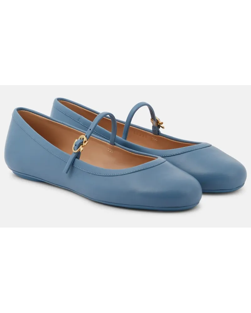 Gianvito Rossi Mary-Jane-Ballerinas Carla aus Leder Blau