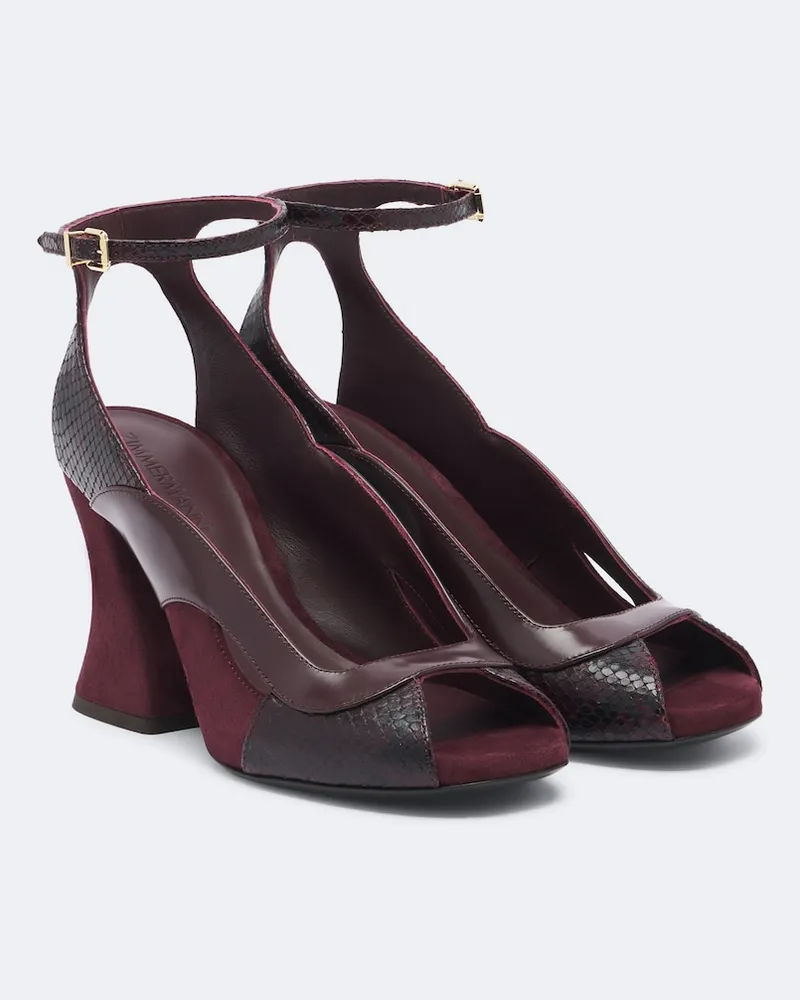 Zimmermann Sandalen Marvi aus Leder mit Veloursleder Burgunderrot