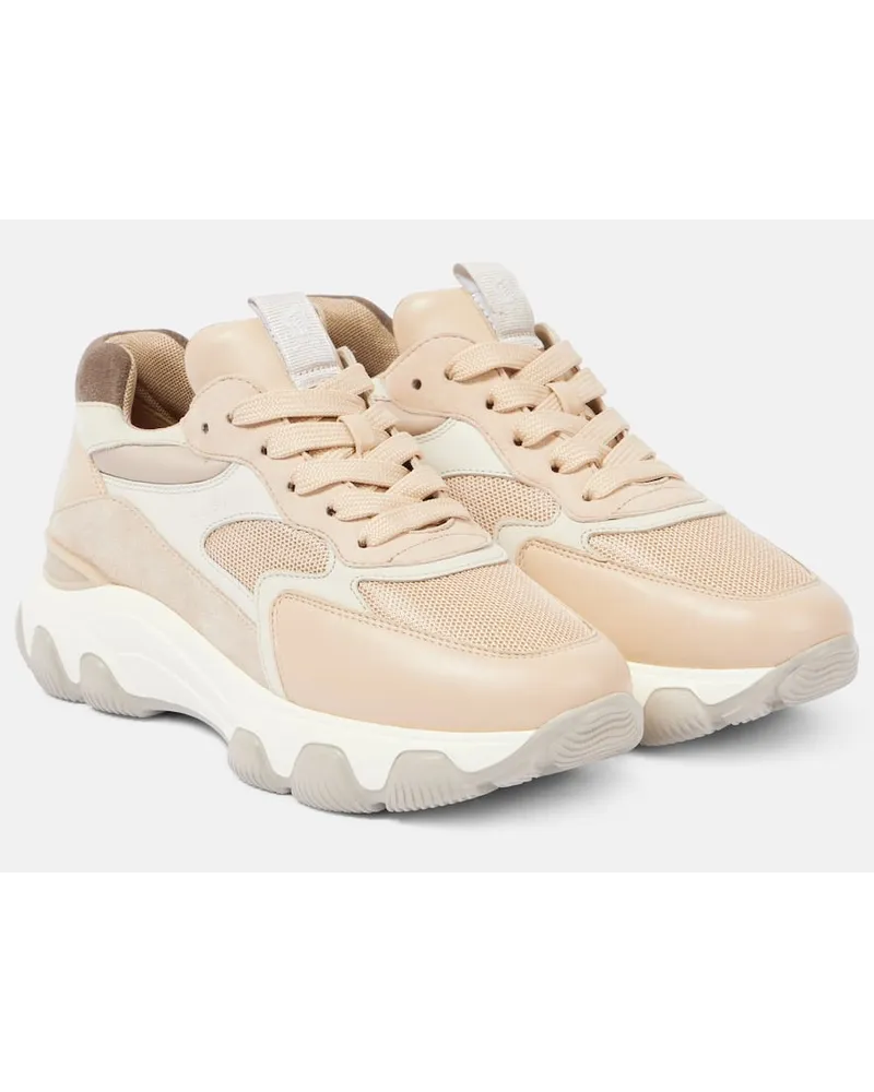 Hogan Sneakers Hyperactive aus Leder mit Veloursleder Beige