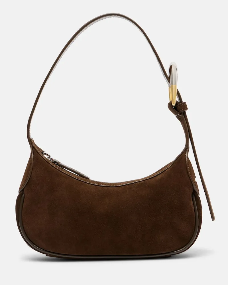 STAUD Schultertasche Owen aus Veloursleder Braun