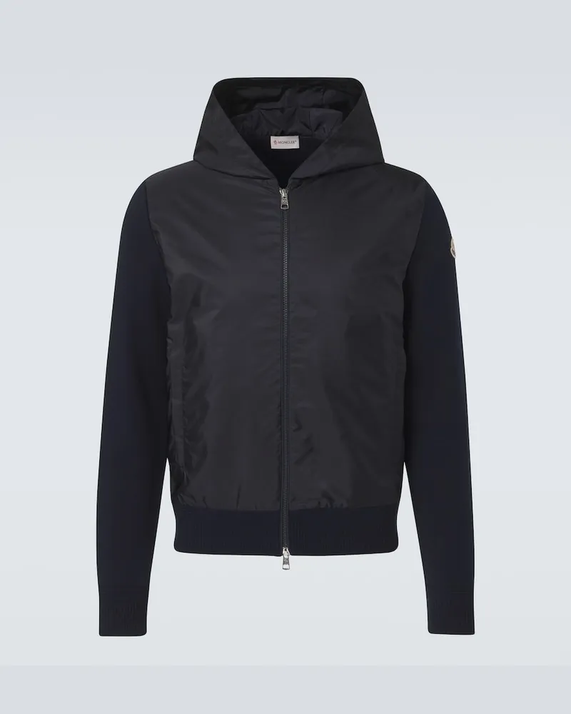 Moncler Kapuzenjacke Tricot aus einem Baumwollgemisch Blau