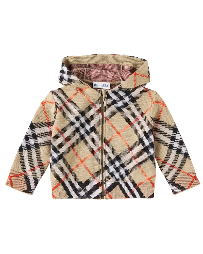 Burberry Baby Jacke Burberry Check aus Wolle Beige