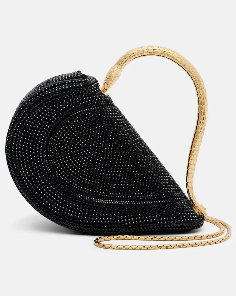 Bulgari Tote Bag Serpenti Cuore 1968 Small aus Veloursleder Schwarz