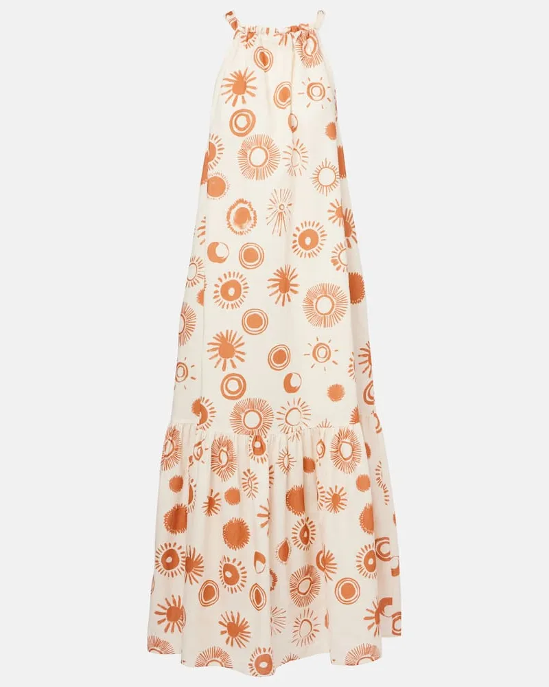 ASCENO Maxikleid Ibiza aus Leinen und Baumwolle Weiß