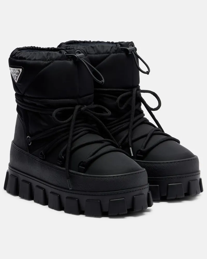 Prada Schneestiefel aus Re-Nylon Schwarz