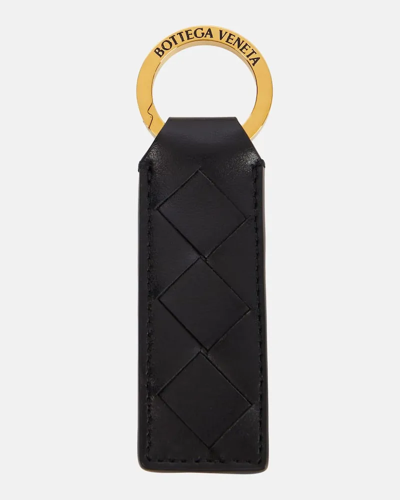 Bottega Veneta Schlüsselanhänger Intrecciato aus Leder Schwarz