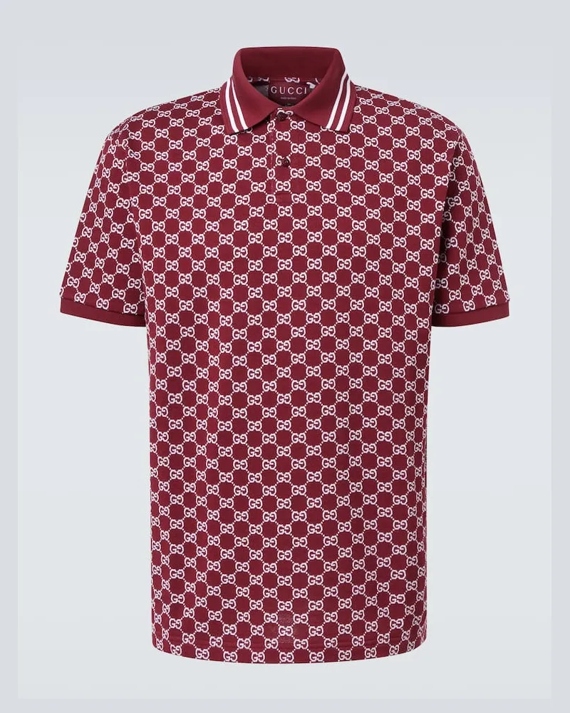 Gucci Polohemd GG aus Baumwoll-Piqué Burgund