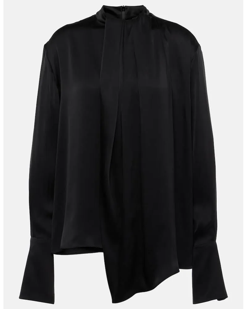 Magda Butrym Bluse aus Seidensatin Schwarz