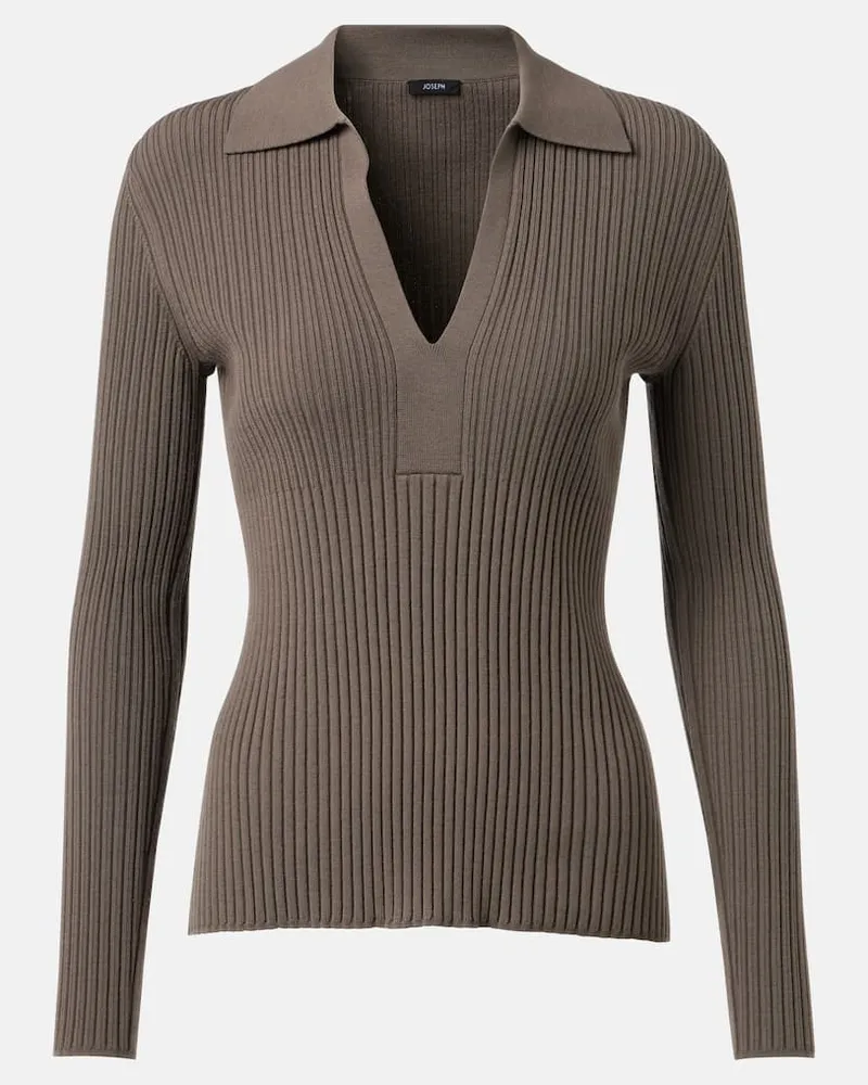 Joseph Polopullover aus Wolle Braun