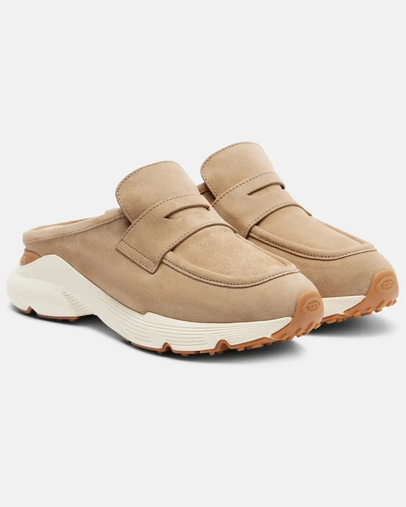 TOD'S Slippers Runner aus Veloursleder Beige