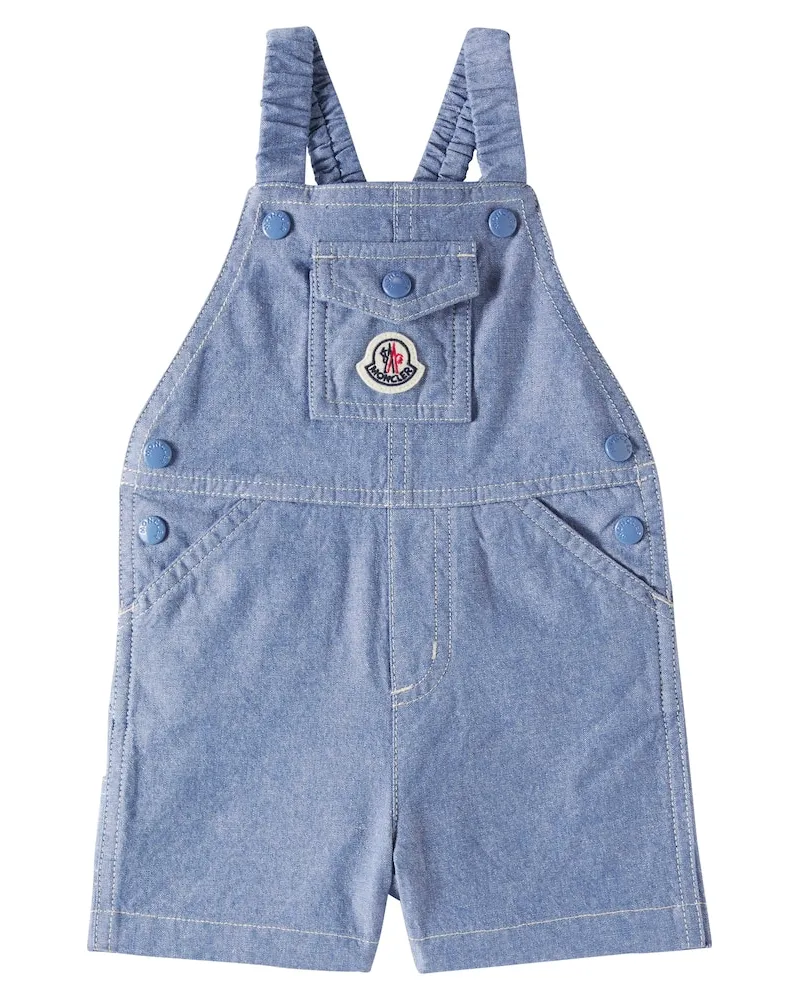Moncler Baby Latzhose aus Baumwoll-Chambray Blau