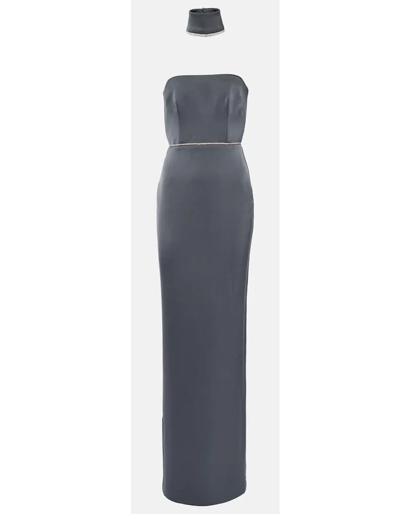Alex Perry Verzierte Robe aus Satin Grau