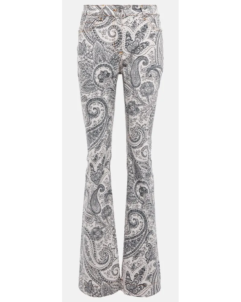 Etro Bedruckte Flared Jeans Weiss