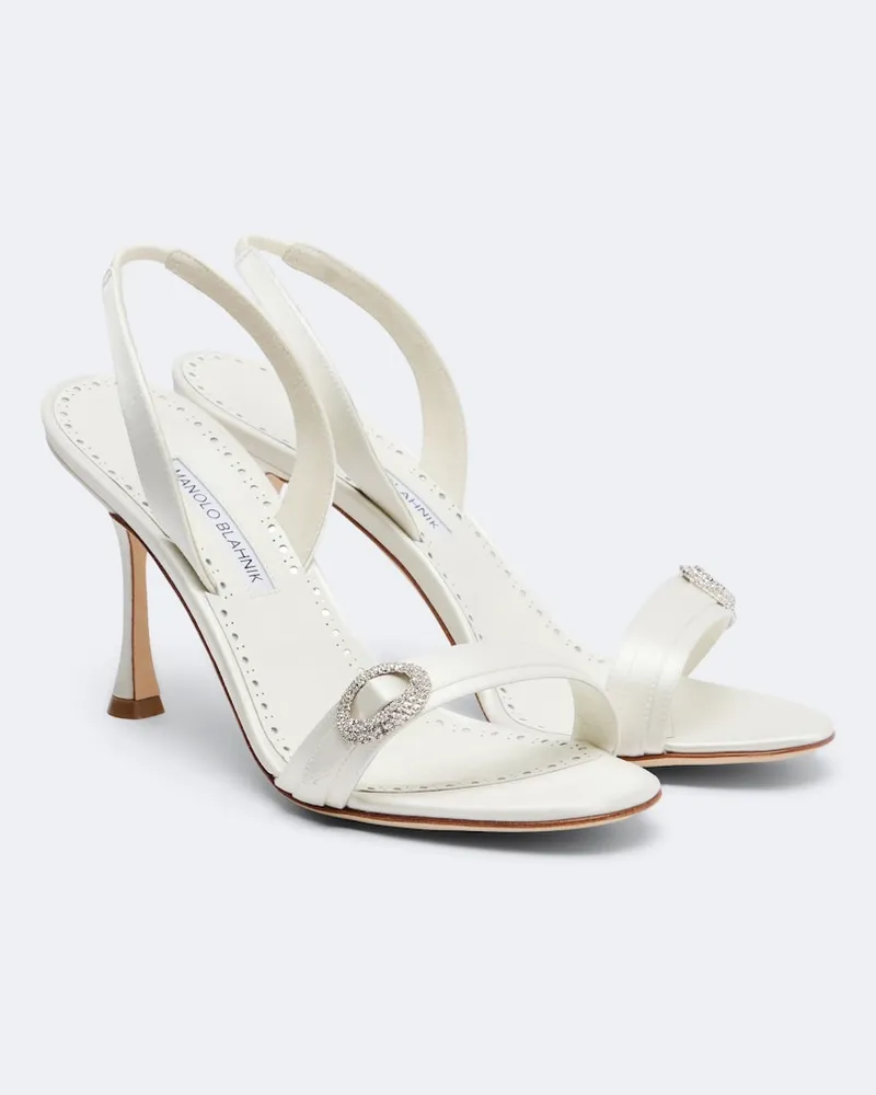 Manolo Blahnik Slingback-Sandalen Zutosan aus Satin Weiß