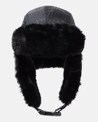 Balmain Muetze mit Faux Fur Schwarz