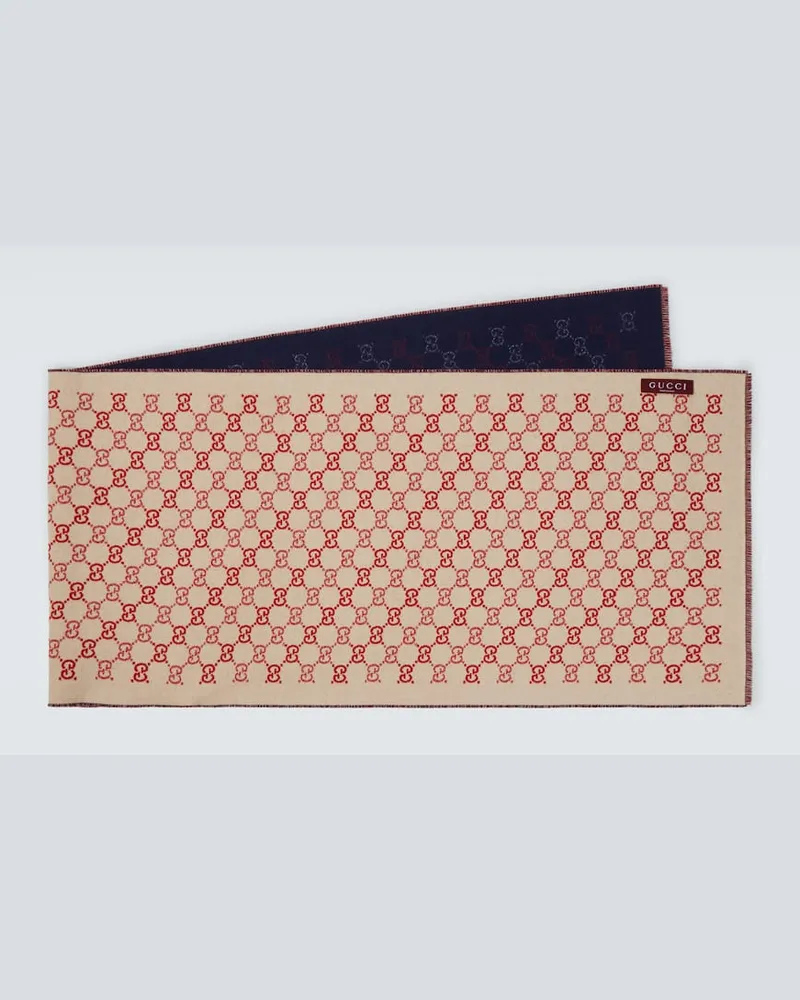Gucci Wendbarer Schal GG aus Woll-Jacquard Blau