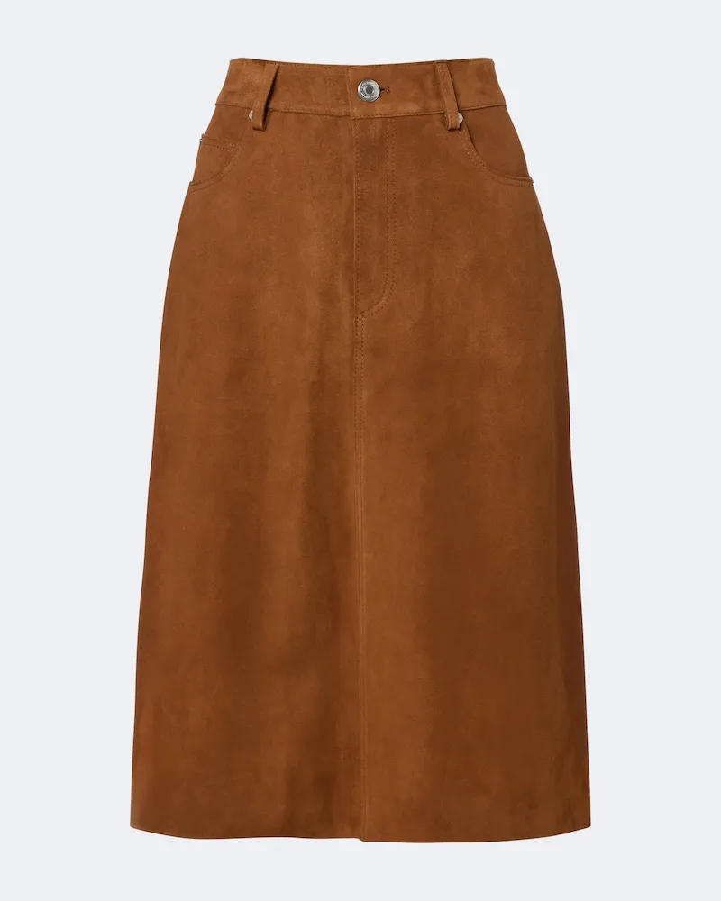AMI Paris Midirock aus Veloursleder Braun