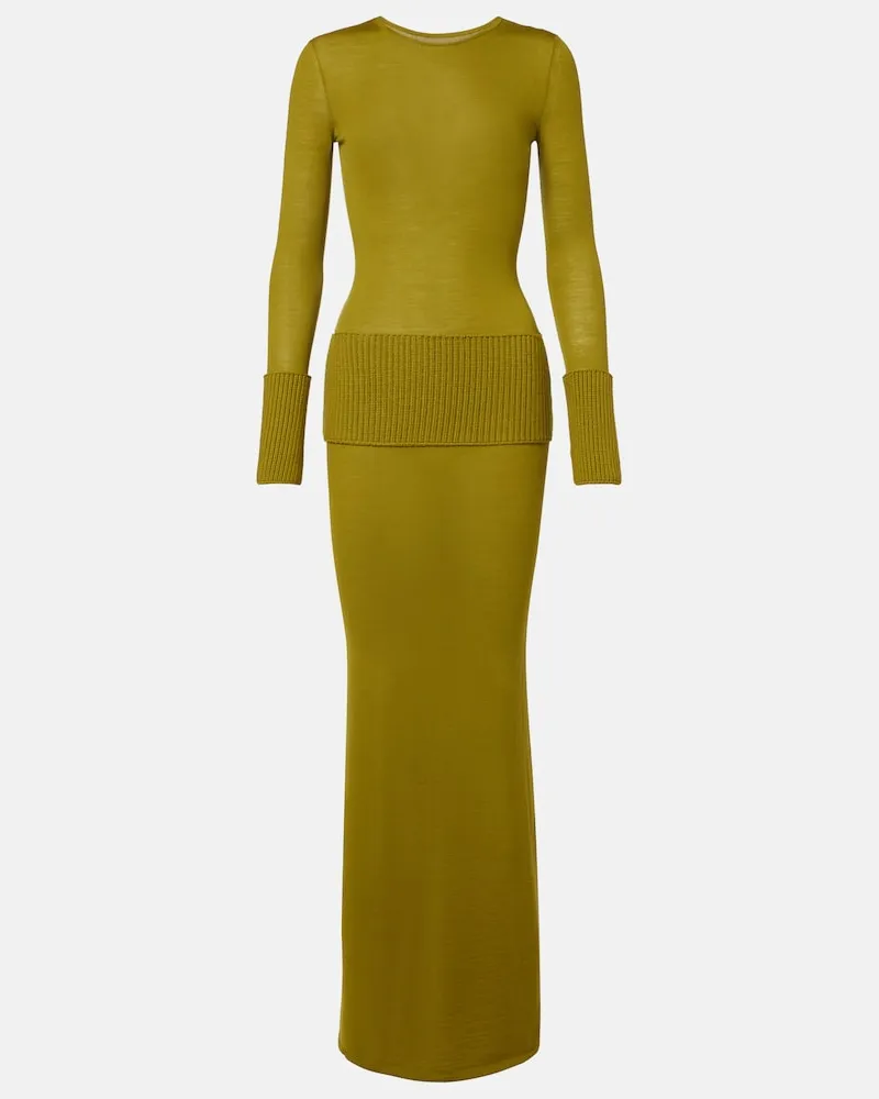 Alaïa Alaïa Maxikleid aus Woll-Strick Grün