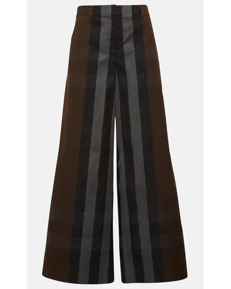 Burberry Wide-Leg-Hose aus Canvas Braun