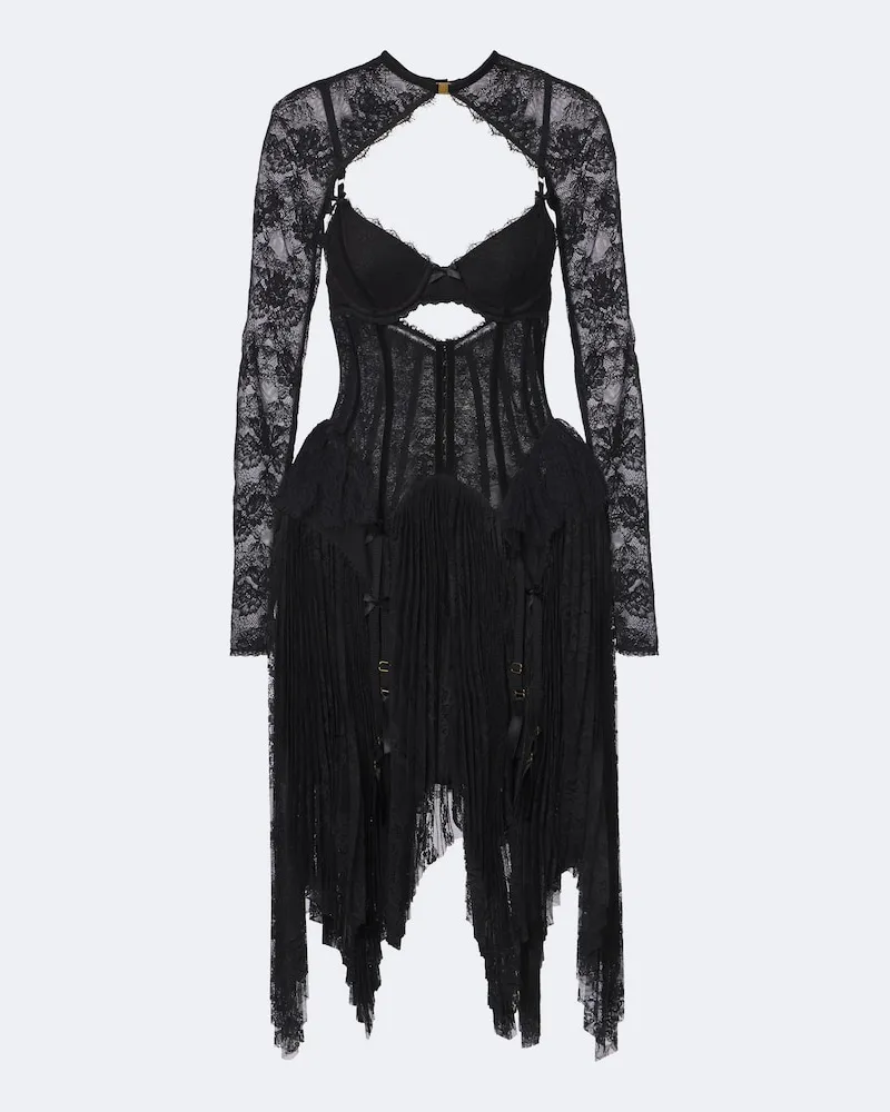 Zimmermann Bustier-Kleid Valiant aus Spitze Schwarz