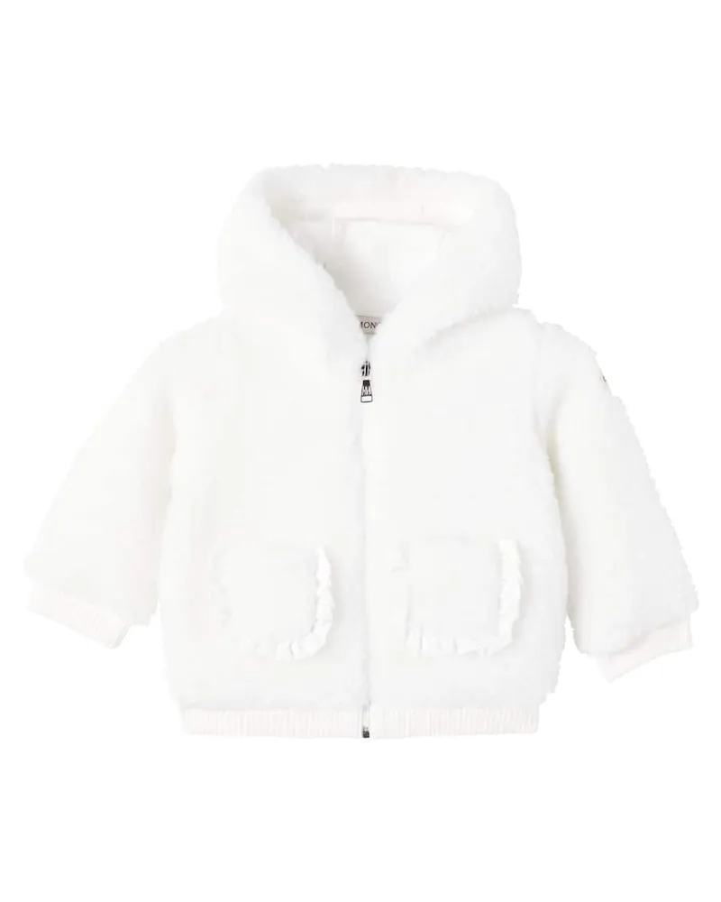 Moncler Baby Kapuzenjacke aus Teddyfleece Weiß