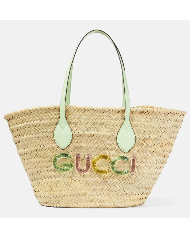 Gucci Tote Small aus Stroh Beige