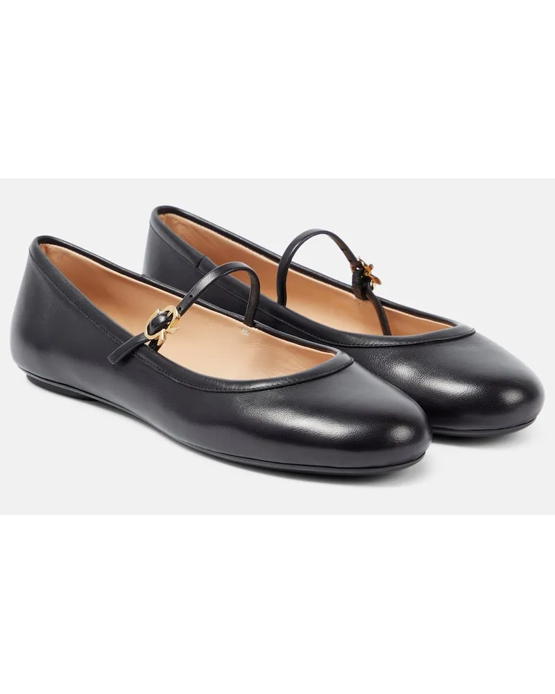 Gianvito Rossi Ballerinas Carla aus Leder Schwarz