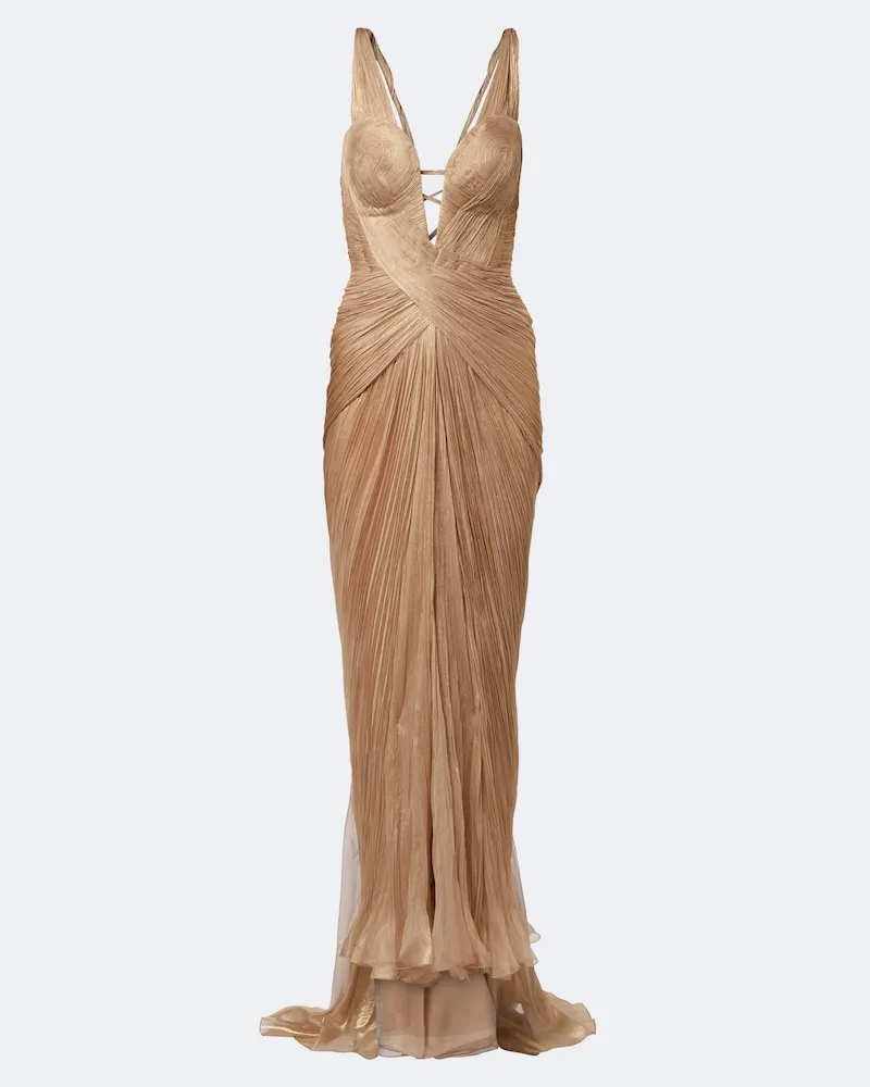 Maria Lucia Hohan Robe Corinna aus Seidenmusselin Beige