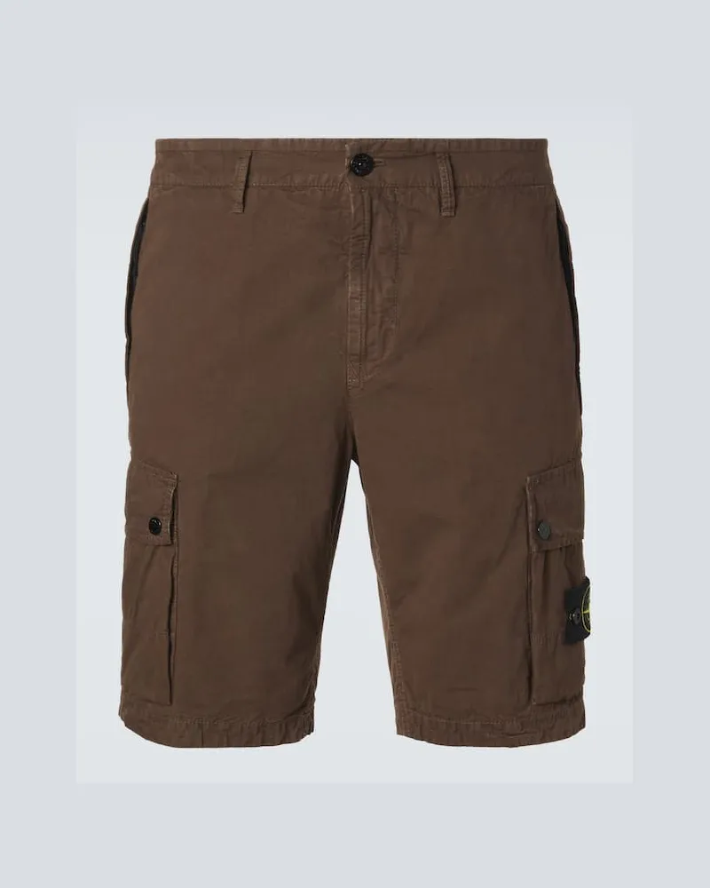 Stone Island Cargo-Shorts Compass aus Baumwoll-Canvas Braun