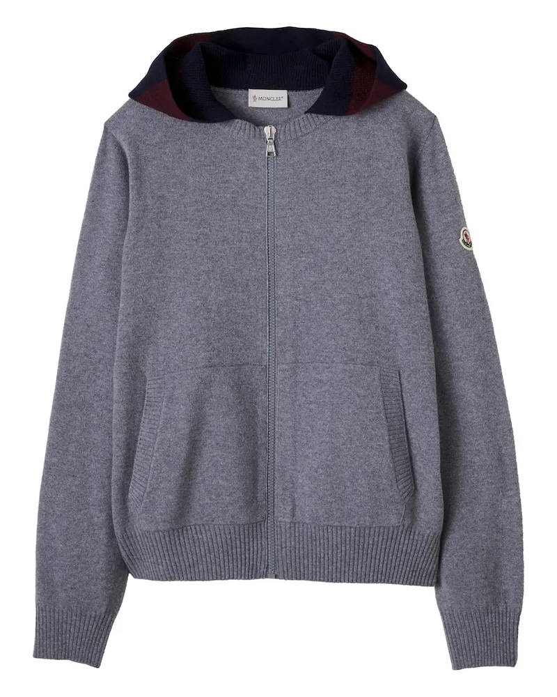 Moncler Kapuzenjacke aus Wolle und Kaschmir Grau