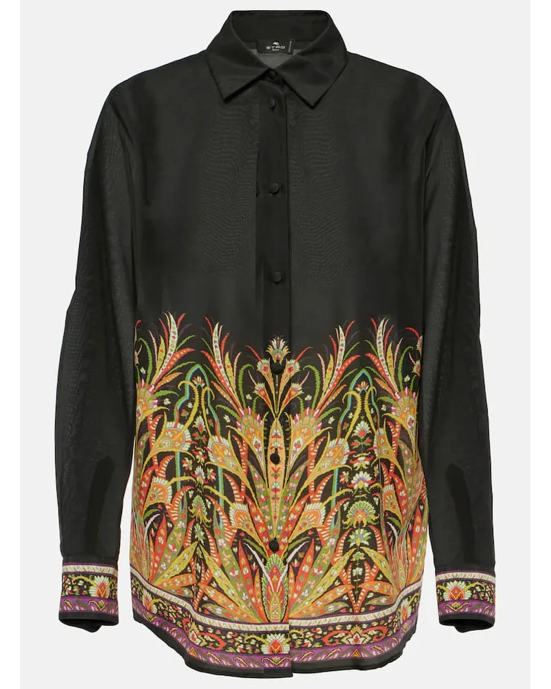 Etro Bedrucktes Hemd aus Baumwolle und Seide Multicolor