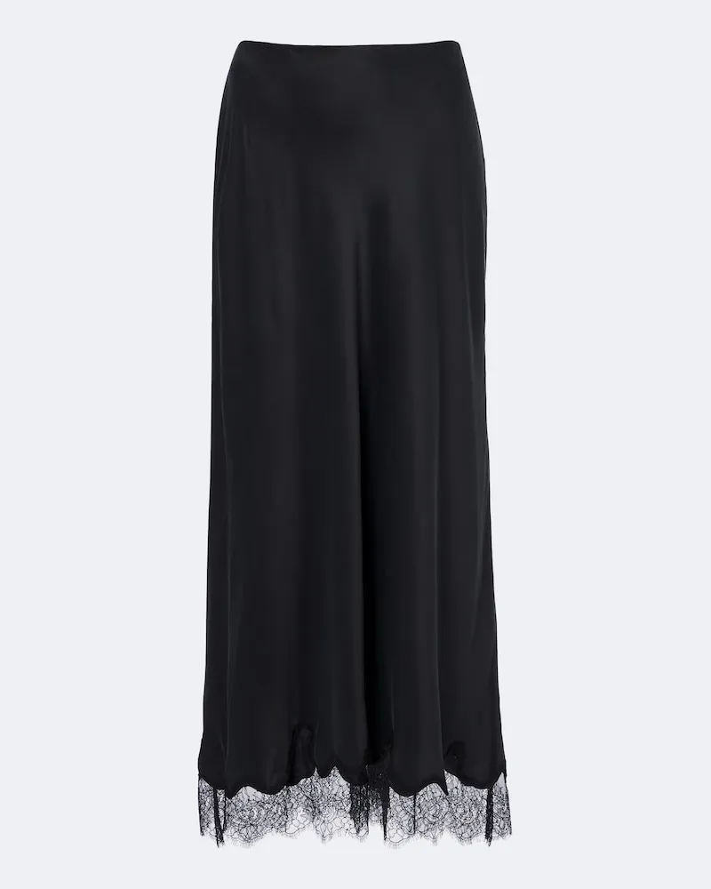 Velvet Maxirock Kristin aus Seide mit Spitze Schwarz