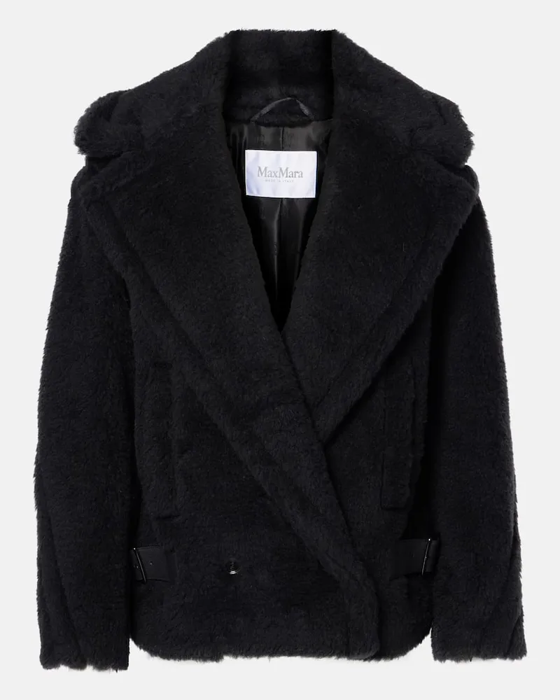 Max Mara Jacke Radice aus Teddyfleece Schwarz